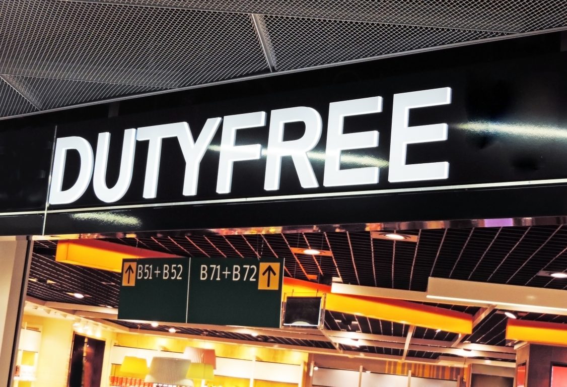 Duty free board in airport