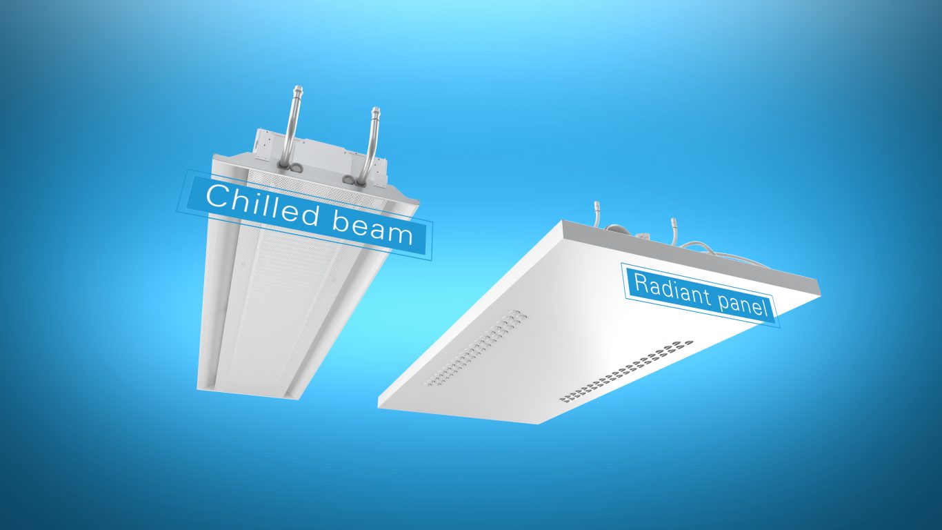 Patient room animation image VPR chilled beam and radiant panel