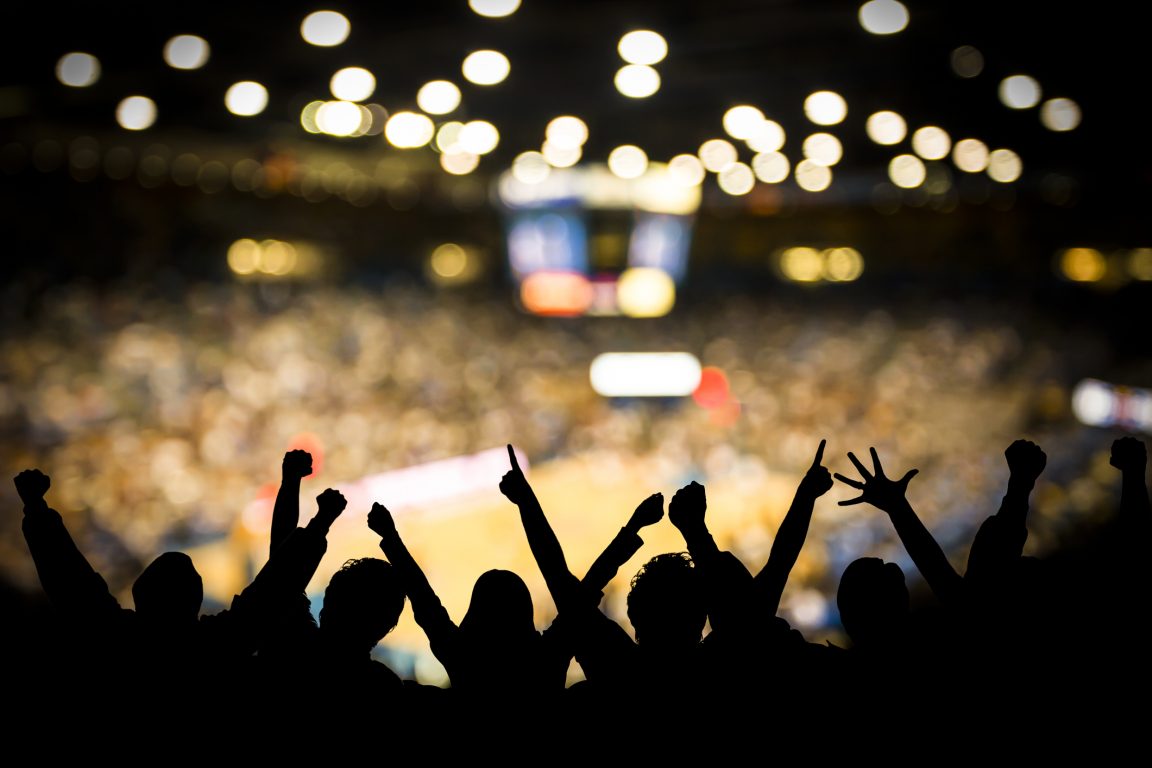 Basketball game, blurred audience