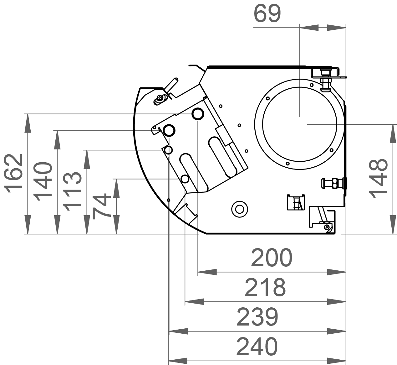 Dimensions of the Halton CaBeam Chilled Beam for Exposed Installation