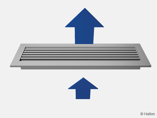 Grille universelle. Halton ALU. Le débit d'air est vertical
