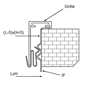 Grille universelle. Halton ALU. Le débit d'air est vertical