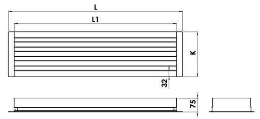 Grille Aération Aluminium K Plate -20 mm x 275 mm