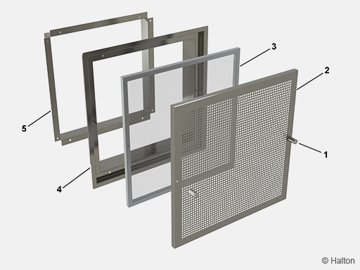 Grille universelle. Halton ALU. Le débit d'air est vertical