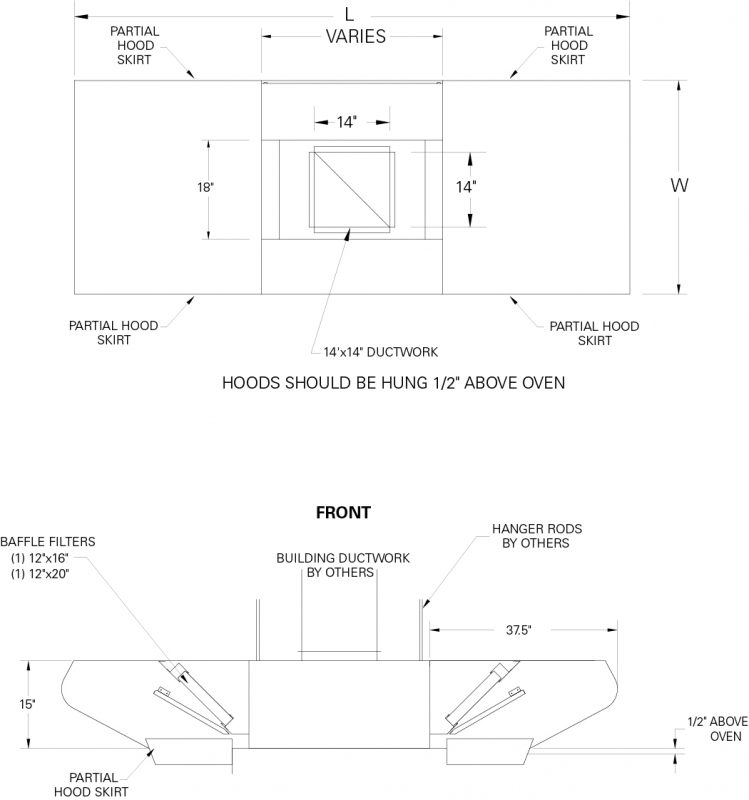 P2 Pizza Oven Exhaust Hood Dimensions