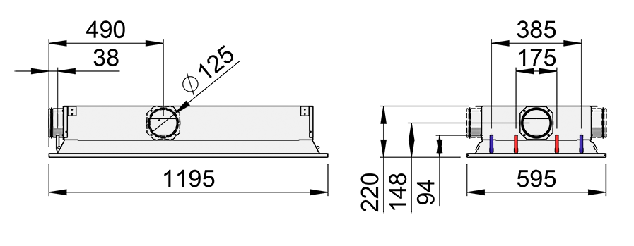 Halton Rex Expander (RXP) dimensions 1200mm heating